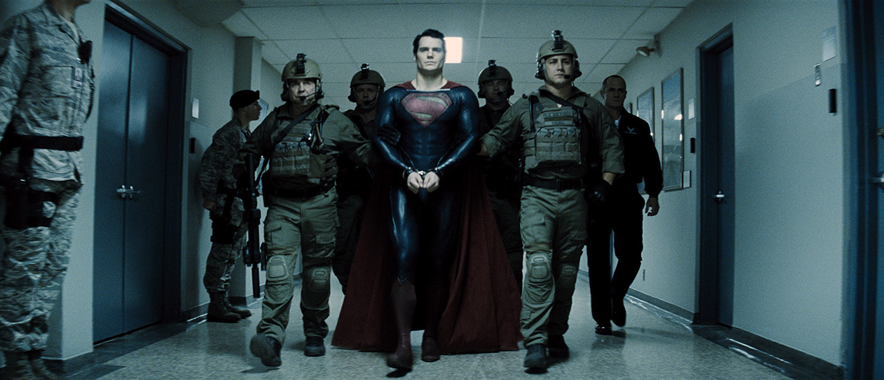 HENRY CAVILL (center) as Superman and CHRISTOPHER MELONI (far right) as Colonel Hardy in Warner Bros. Pictures’ and Legendary Pictures’ action adventure “MAN OF STEEL,” a Warner Bros. Pictures release.